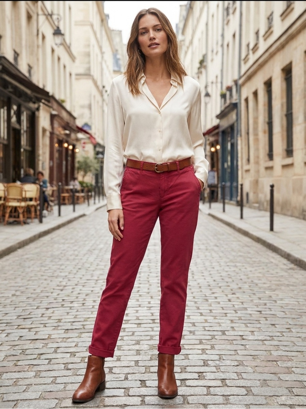 Banana Republic Straight-Leg Jeans in Berry Red